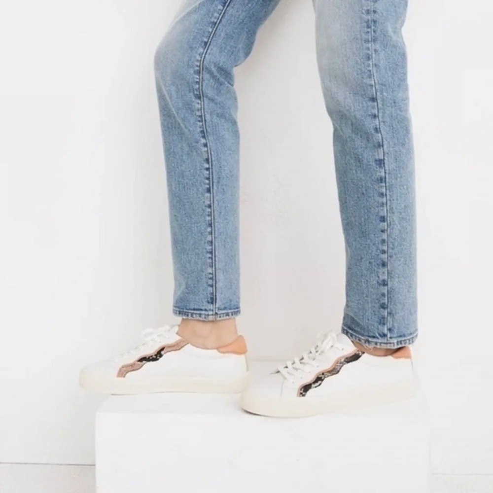 New Madewell Sidewalk Low-Top Sneakers in Snake Embossed